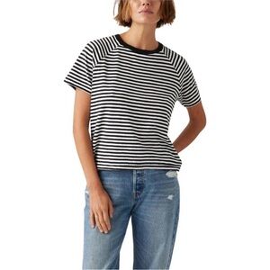 Levi’s Striped Raglan Game Day Tee Shirt Black and White NWT Size XL